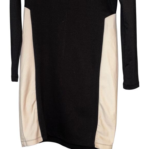 Corey P Color Block Dress NEW Zip Up Back 12 Slimming Design Black & Cream - Picture 3 of 10